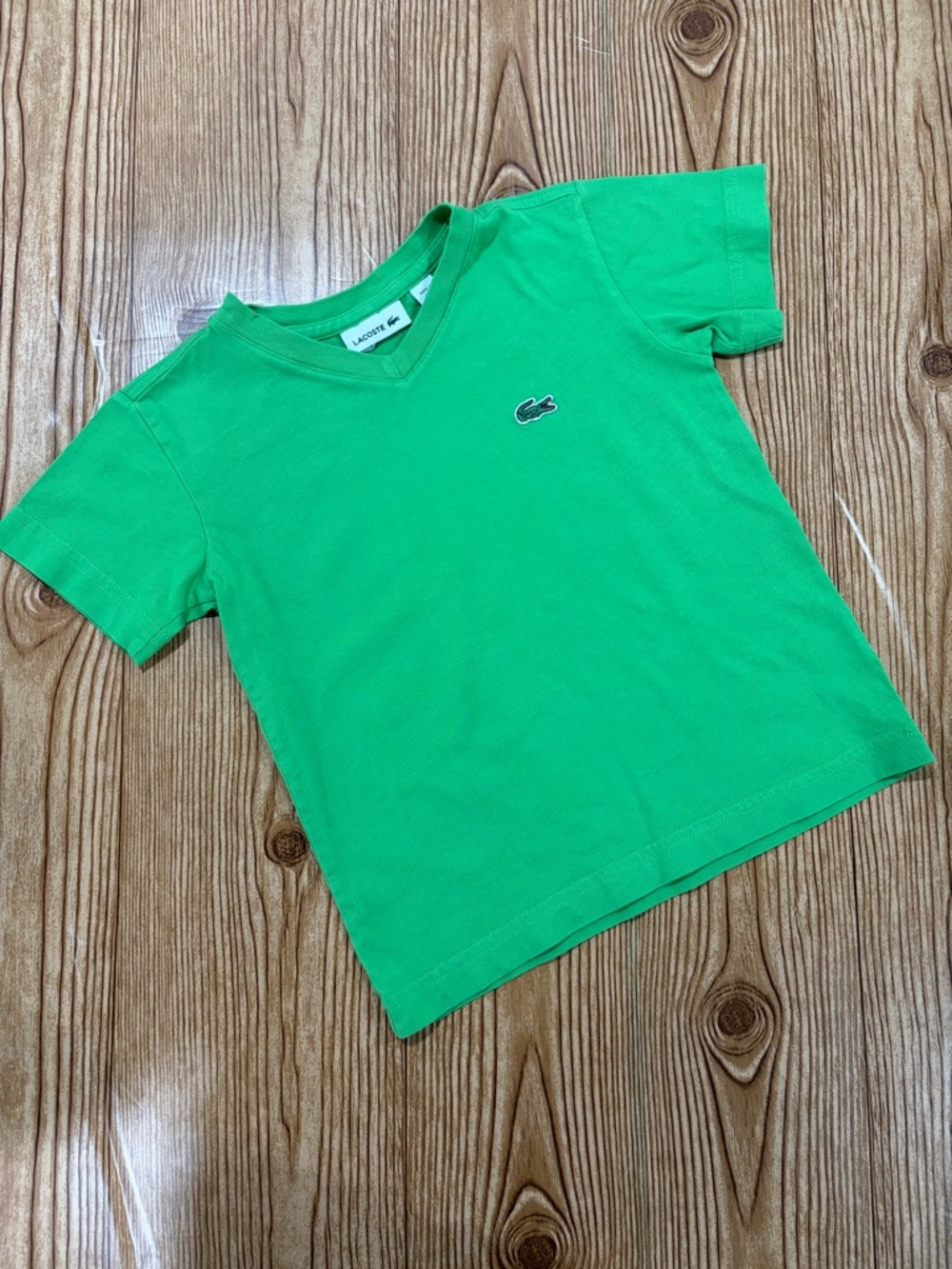 2/$20 Lacoste Kids Green V-Neck Cotton Short Sleeve Tee T-Shirt